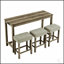 Ensemble de table de bar moderne avec prise de courant et trois tabourets rembourrés pour la salle à manger et le salon-1340268002-1340268000