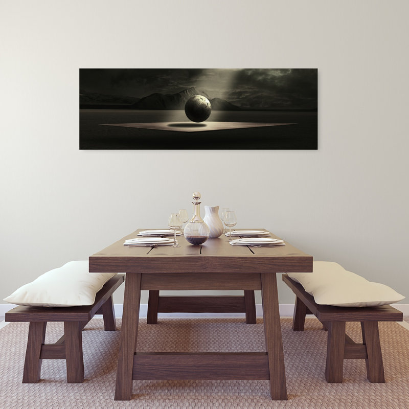Art mural abstrait surréel sur un paysage flottant, H 16 po x l 48 po