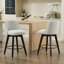 Chaises de comptoir pivotantes, tissu en lin moderne avec dossier capitonné, tabourets de bar élégants, ensemble de 2 pour bar, îlot de cuisine, salle à manger, blanc