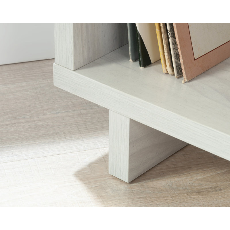 Gray Engineered Wood Bookcase with Cubes and Shelves