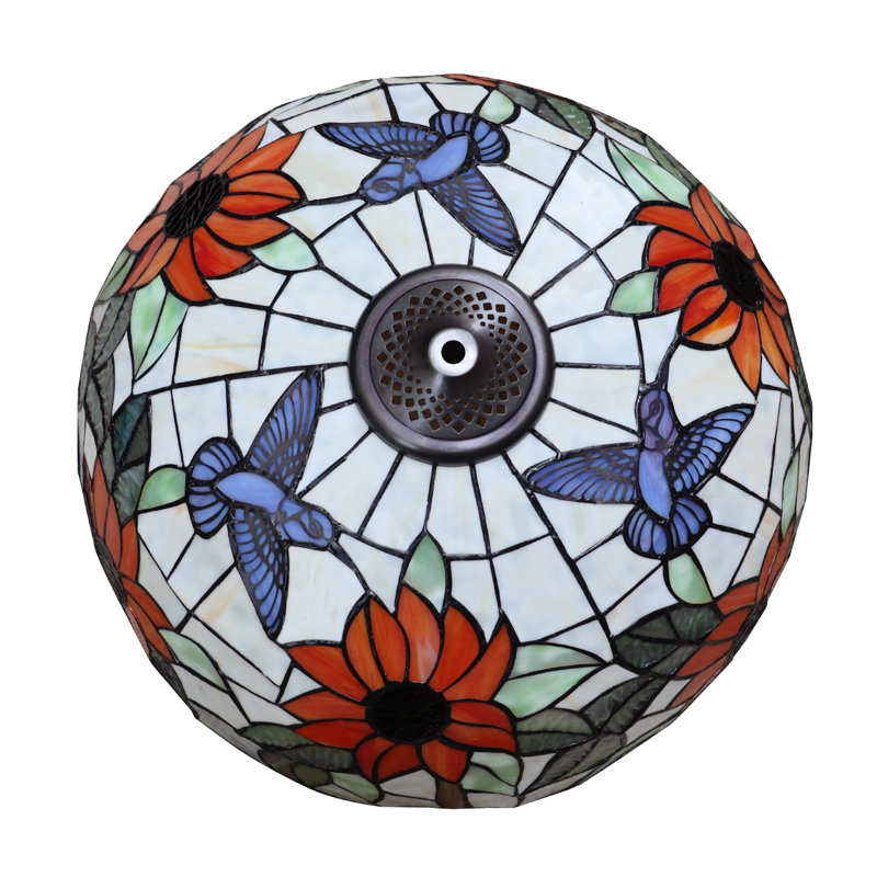  Abat-jour 16 po à 3 lumières de style floral à motif floral Tiffany de style Sariff