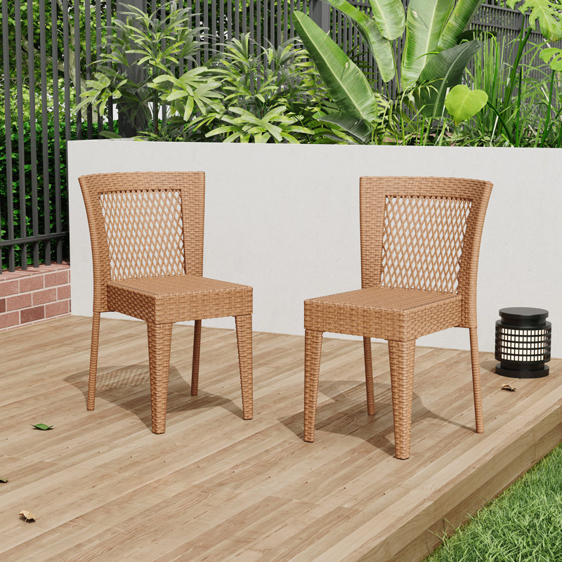 FARLEY STACKING SIDECHAIR,Set of 2,KD, Light Brown