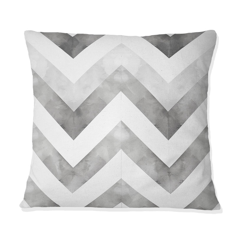 Coussin décoratif gris Midcentury Chevron Print I - Midcentury, H 18 po x l 18 po