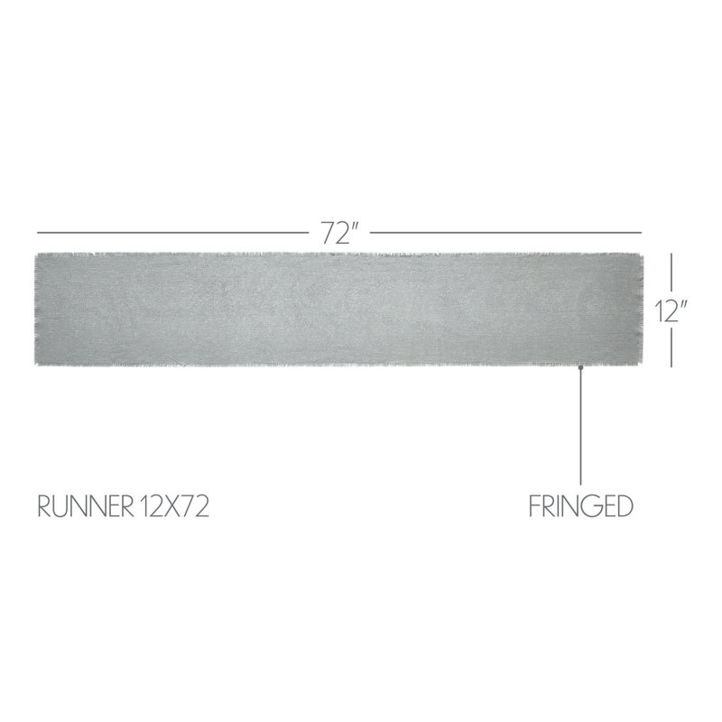 Burlap Dove Gray Runner Fringed, 72" L x 12" W, Gray