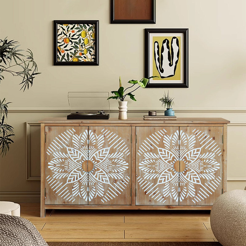 Armoire d'appoint 60 pouces en bois rustique avec 4 portes - Rangement polyvalent pour le salon, la salle à manger ou le vestibule?