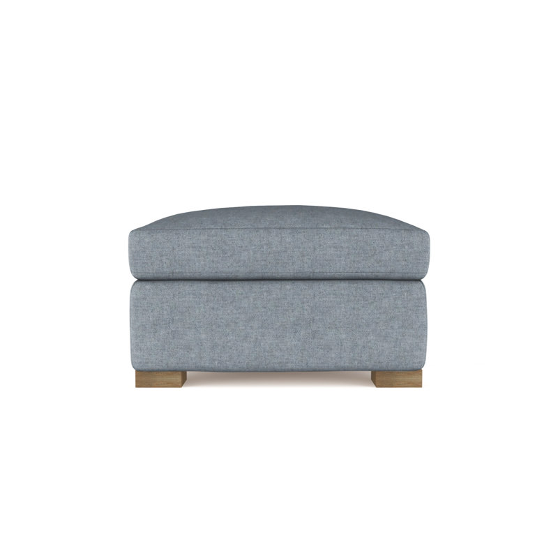 Horatio Upholstered Ottoman, Plush Velvet Haze, Weathered