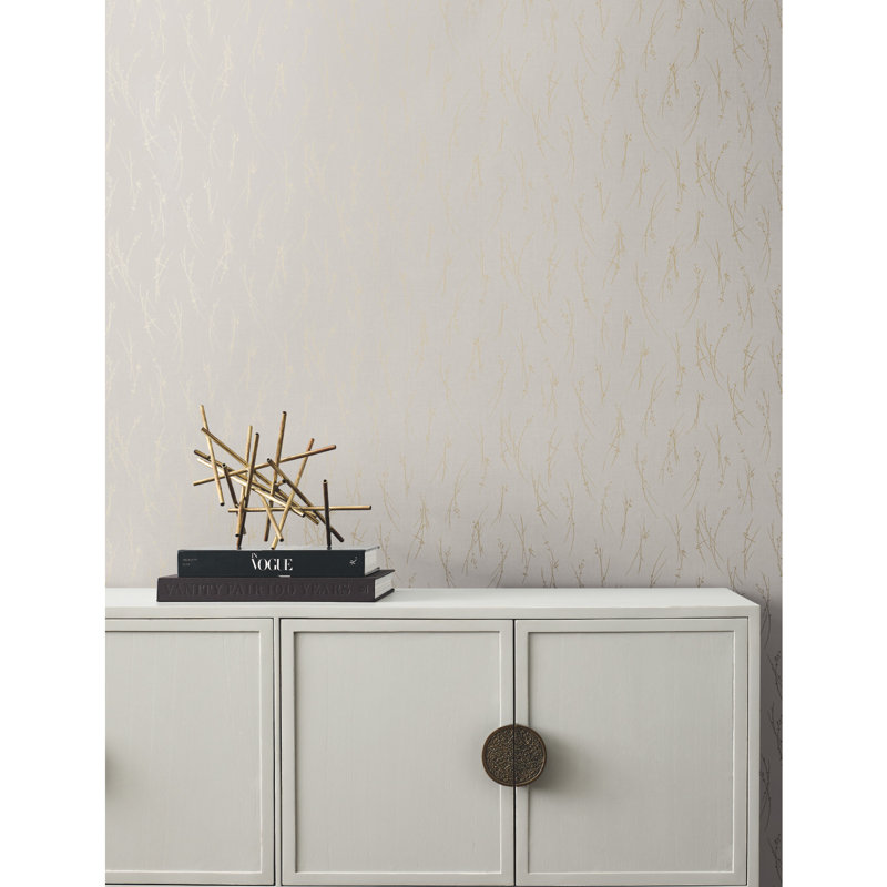 Rouleau de papier peint L 26,9 pi x l 27 po, Gris clair / doré