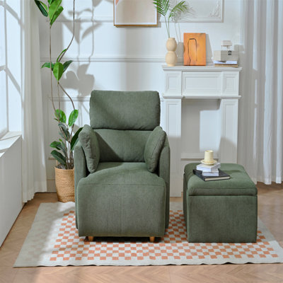 Fauteuil d'appoint rembourré avec repose-pieds avec rangement