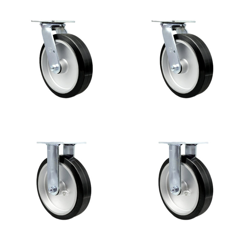 4 Piece Rubber on Aluminum Caster Set