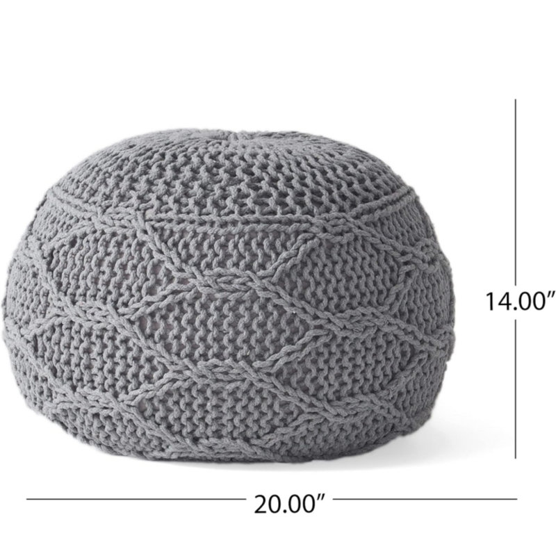 Pouf tricoté 20 x 20, Gris