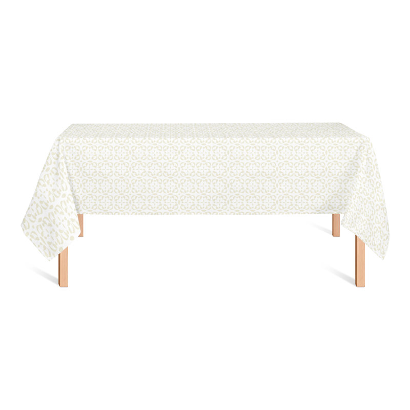Tile Pattern Navy 3 Tablecloth, Cream