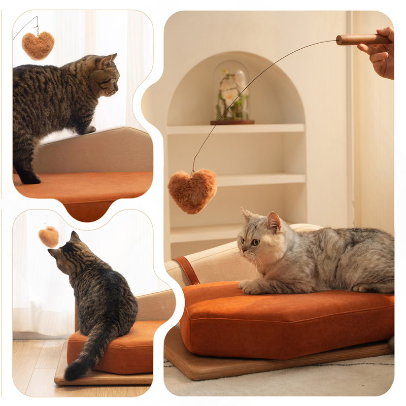 Modern Wooden Pet Bed for Cats & Dogs – Oak Veneer, Scratch-Resistant Fabric, Removable Cushion, 8.9" H x 27.6" W x 20.9" D