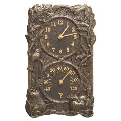 Fruit Bird Indoor/Outdoor Wall Clock and Thermometer