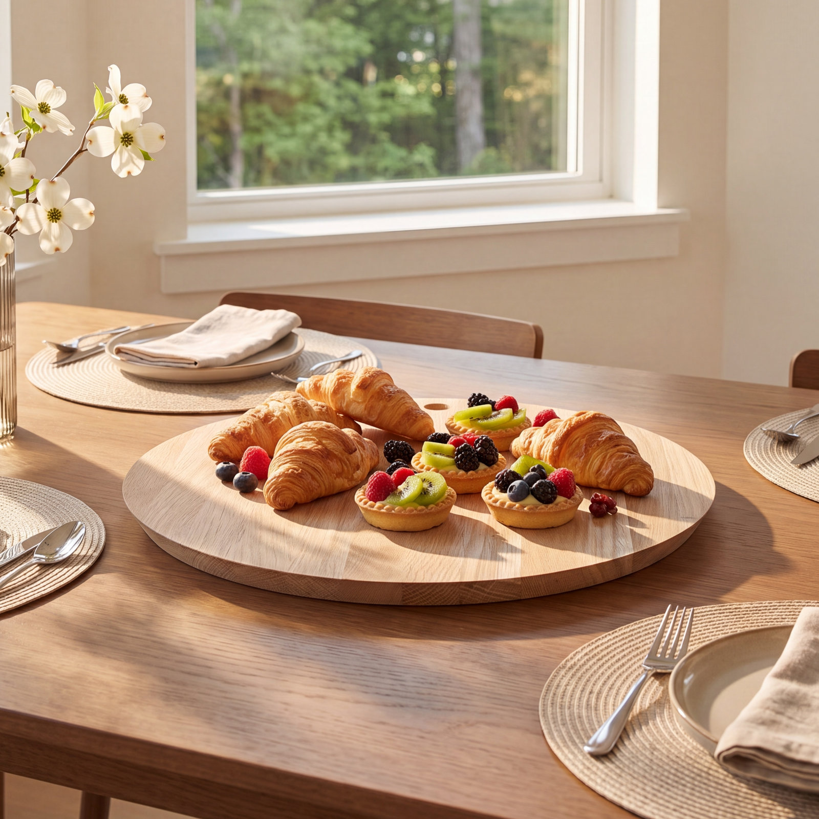 BORDA Oak Wood Cutting Board, 0.63" H x 12" W x 12" L