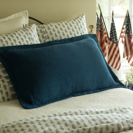 Hudson Stripe Cotton Blend No Sham Set, King, Indigo