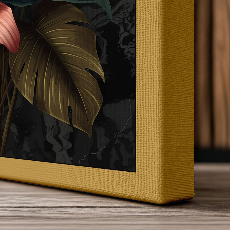 Lilies in Bloom Botanical - Wrapped Canvas, 30x20 - 76.2 x 50.8 cm, Ochre Border