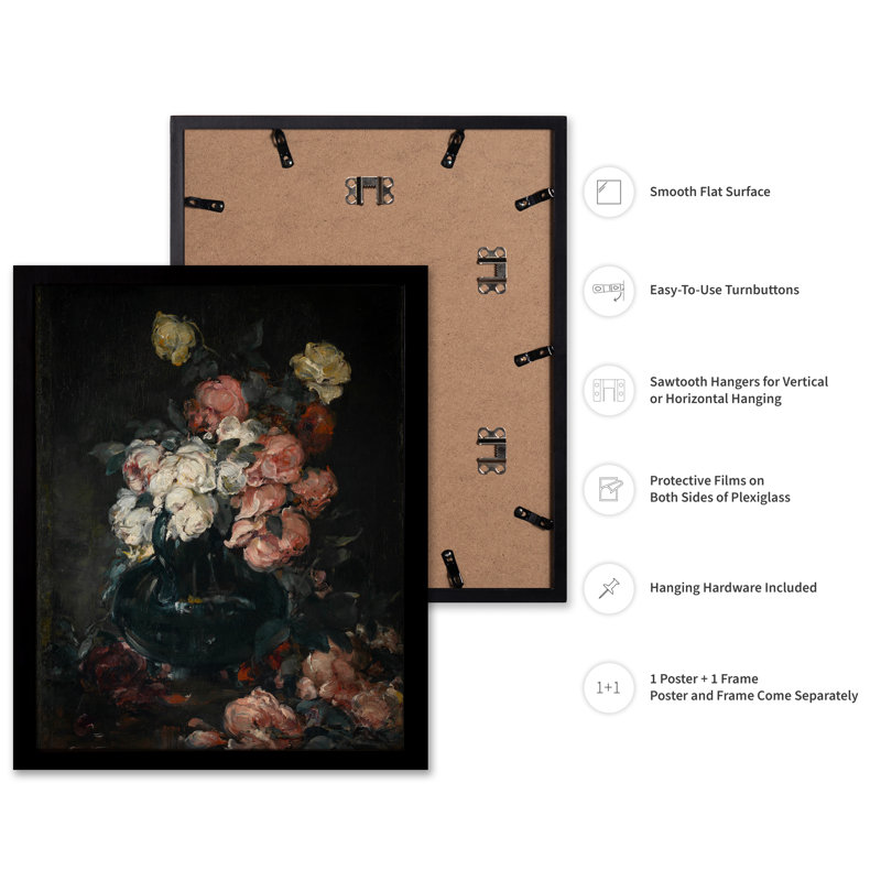Walter Shirlaw - Roses, Black Framed, Poster, 12"H x 16"W