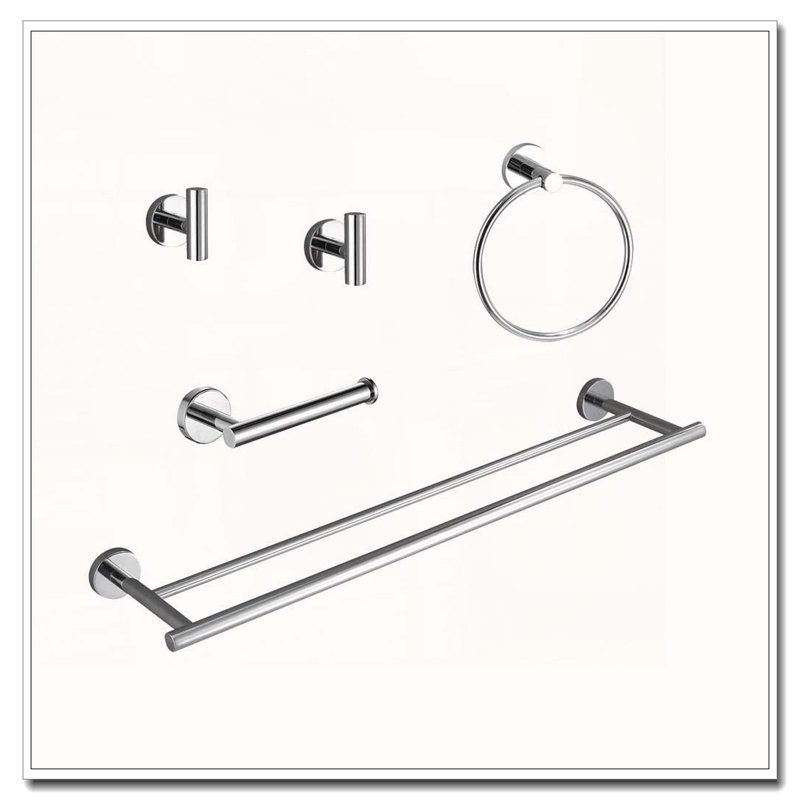 5-Piece Wall-Mounted Towel Rack Set with Hidden Screw Holes & Rust-Resistant Finish, Chrome