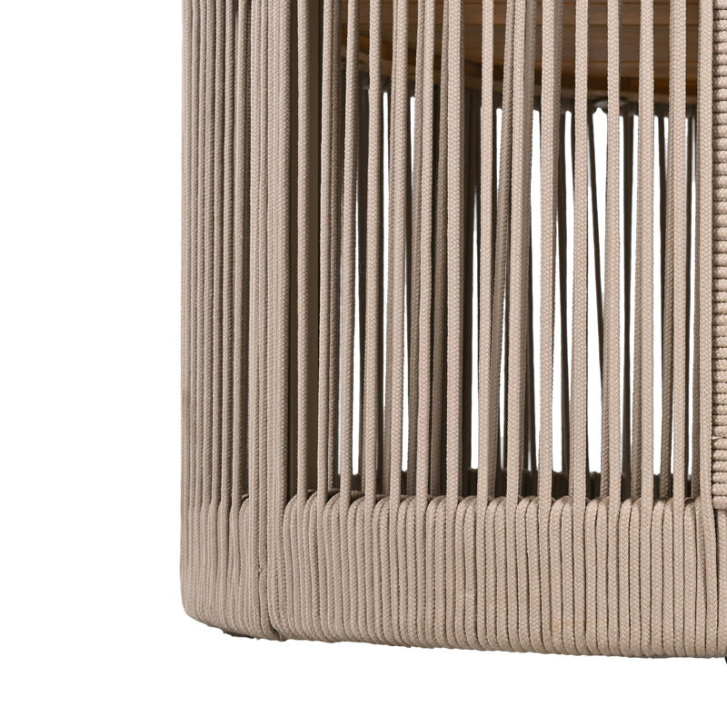 Corde, bois, table basse, hauteur de 14,53 pouces, cadre en fer à grande surface, hauteur, pièce