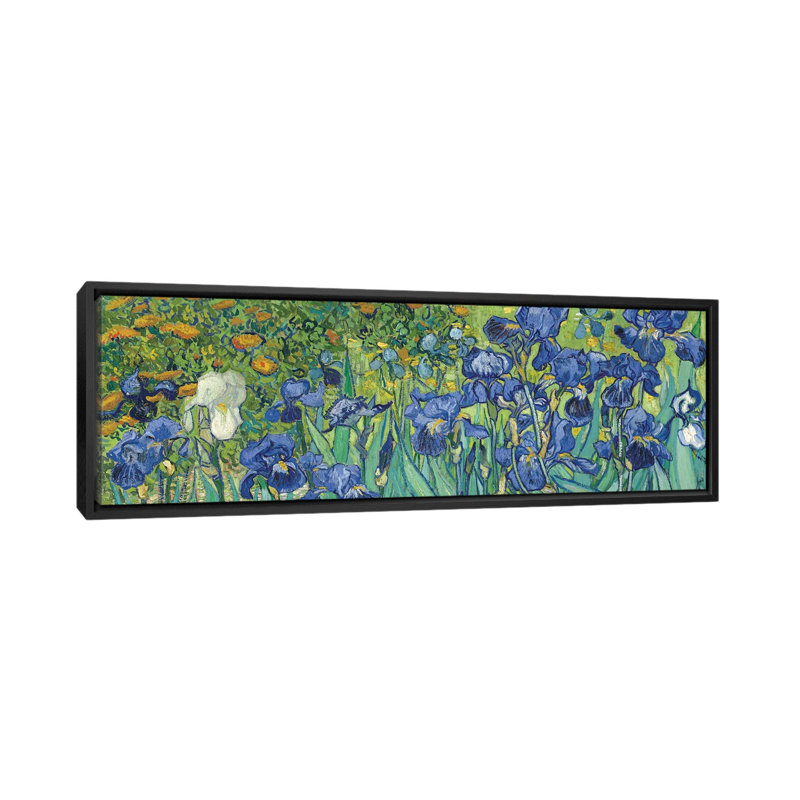 «Irises 1889» par Vincent Van Gogh, impression sur toile, H 20 po x l 60 po x P 1,5 po, Toile avec cadre noir