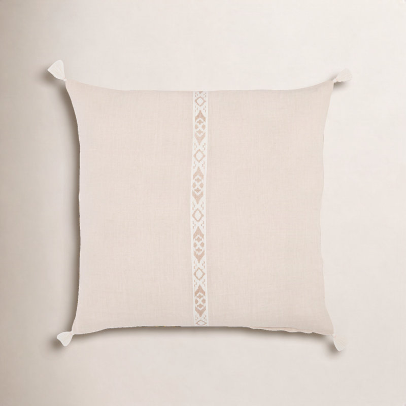 Griffin Embroidered Throw Pillow, Beige, Pillow Cover Only - No Insert