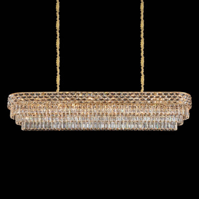 Aurelia 19-Light Rectangular Crystal Chandelier - Gold