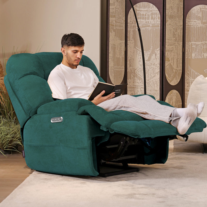  Fauteuil inclinable à deux moteurs à gravité zéro pour les personnes âgées, réglage indépendant des pieds, position infinie, vert