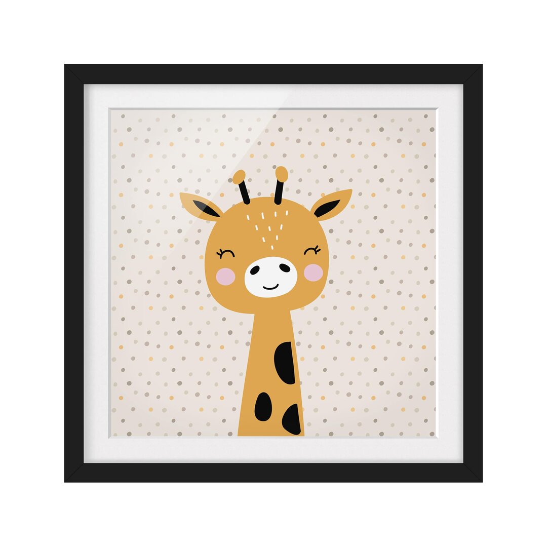 Gerahmtes Papierbild Baby Giraffe