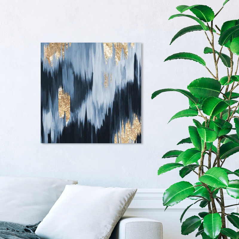 Abstrait, coups de peinture glamour moderne et reproduction d'art sur toile pour le salon, H 20 po x l 20 po x 1,5 po