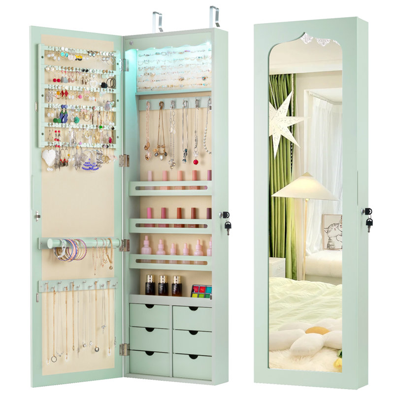 Wall Mounted Required Jewelry Armoire, Green