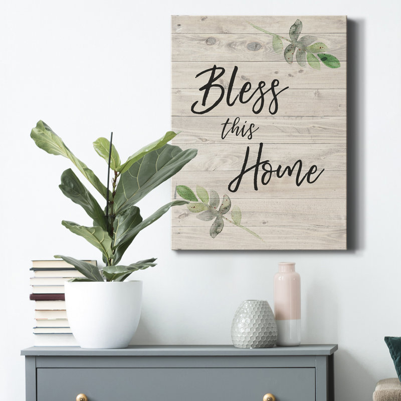 «Bless this home», reproduction d'art textuel sur toile tendue, H 12 po x l 8 po