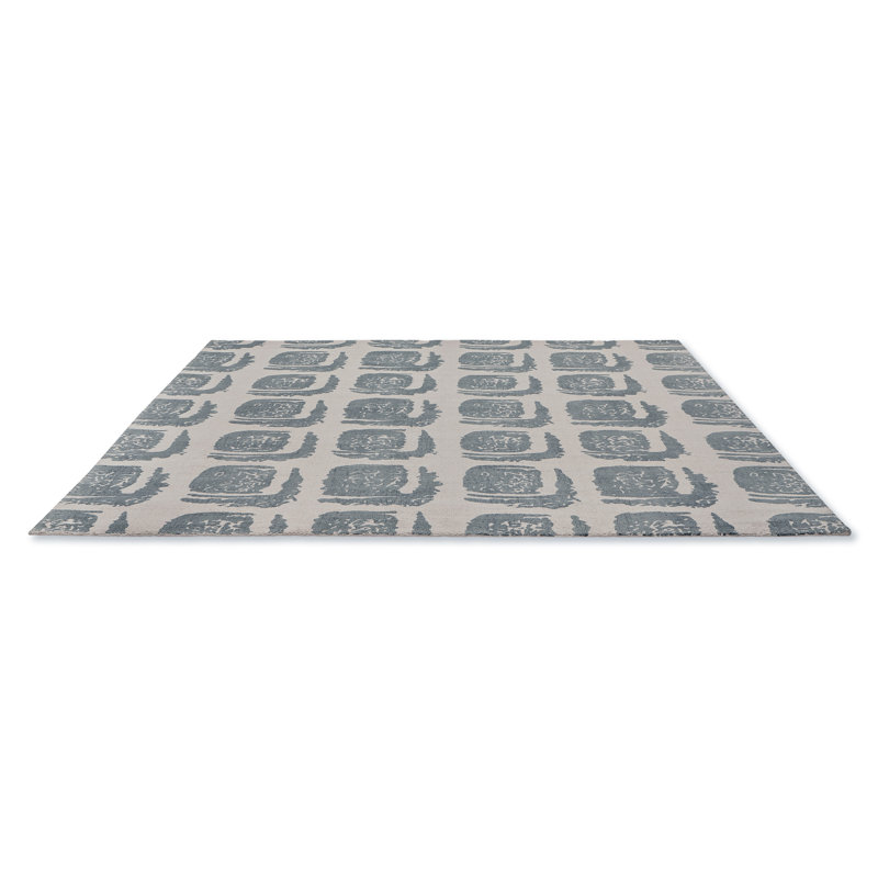 Wool Geometric Area Rug in Light Gray/Gray, 6'7" x 9'2"
