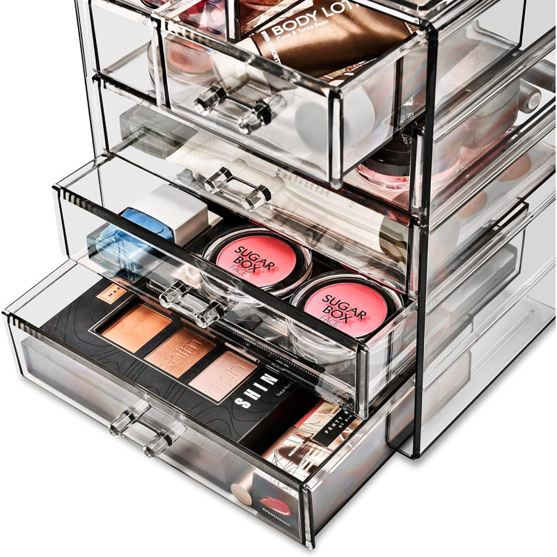 Organisateur de maquillage en plastique dorène, Noir, noir, noir, noir