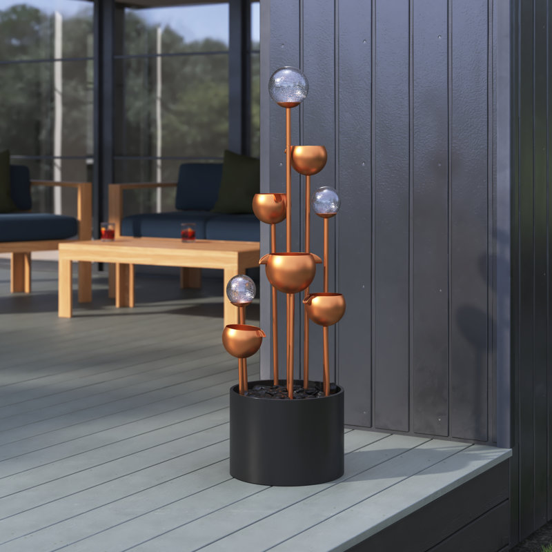 Hand Crafted Weather Resistant Floor Fountain with Light