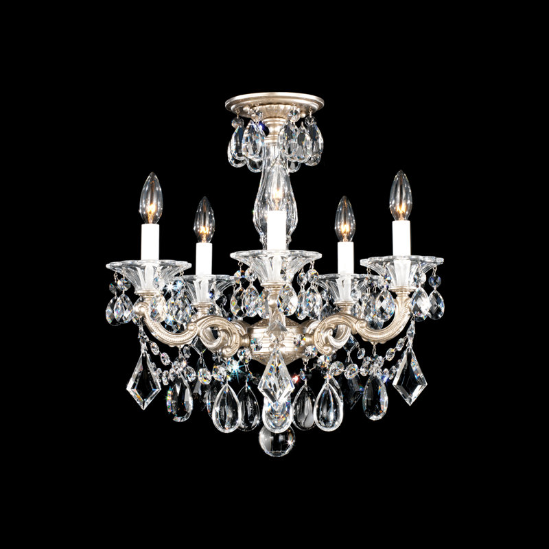 La Scala 5 - Light Glass Chandelier, Parchment Gold, Handcut Clear