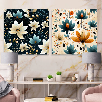 Carnesville - Floral Acrylic Wall Art Glass Set Of 2