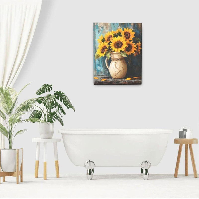 Art mural en toile tournesol sans cadre 16 po x 20 po