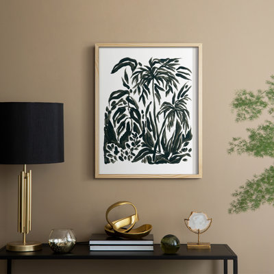 Encre Jungle IV, reproduction encadrée - bois massif
