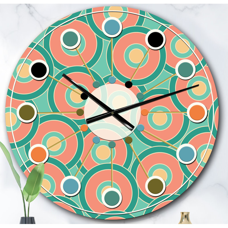 Horloge murale rétro Mid-Century, Surdimensionné
