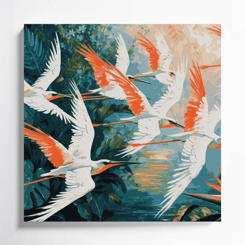 «Hawaiian Tropicbirds», art mural sur toile bleue, H 12 po x l 12 po