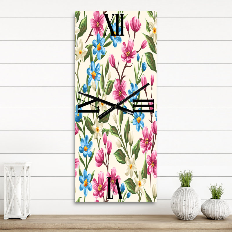 Horloge murale rétro et fleurs sauvages, Petit