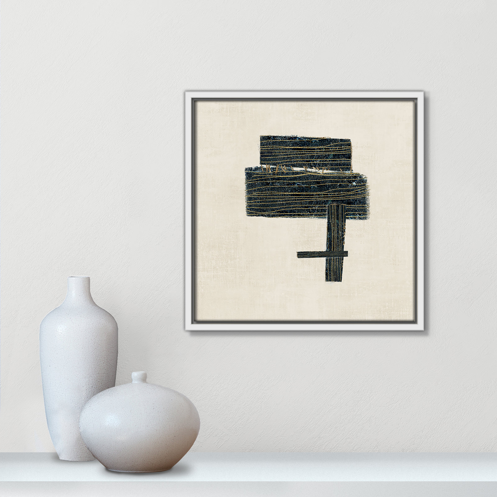 Copeland "Stitched I" Print, 13.5" H x 13.5" W, White