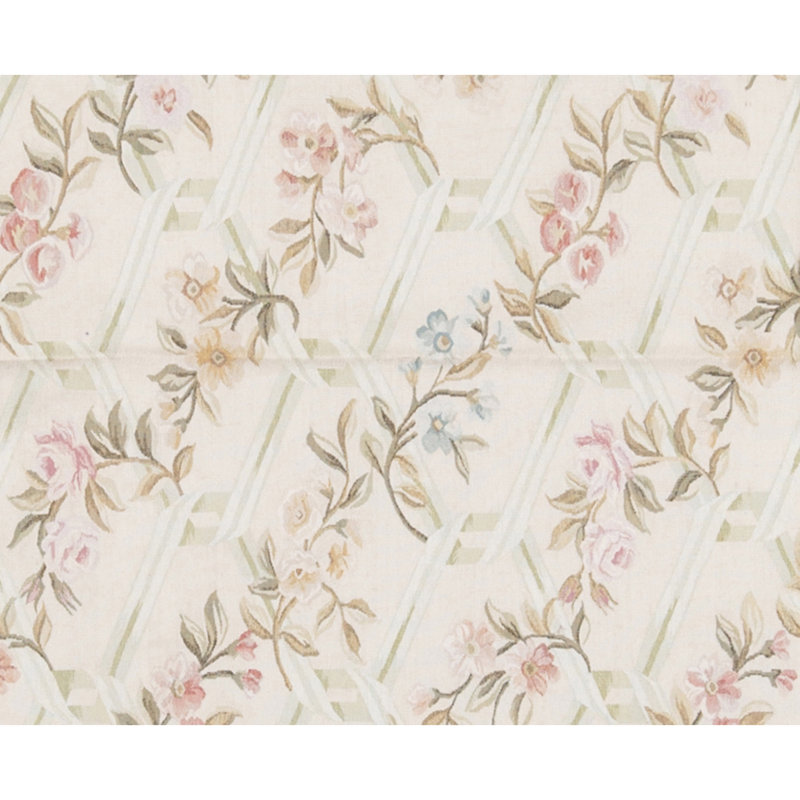 Hand-Knotted High-Quality Gray, Green, and Pink Area Rug