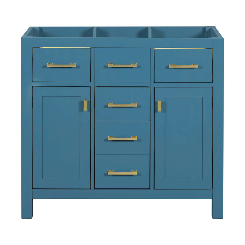 Meuble-lavabo simple 36 po avec 4 tiroirs et 2 armoires, meuble de rangement pour la salle de bain, meuble-lavabo avec cadre en bois massif 36 po