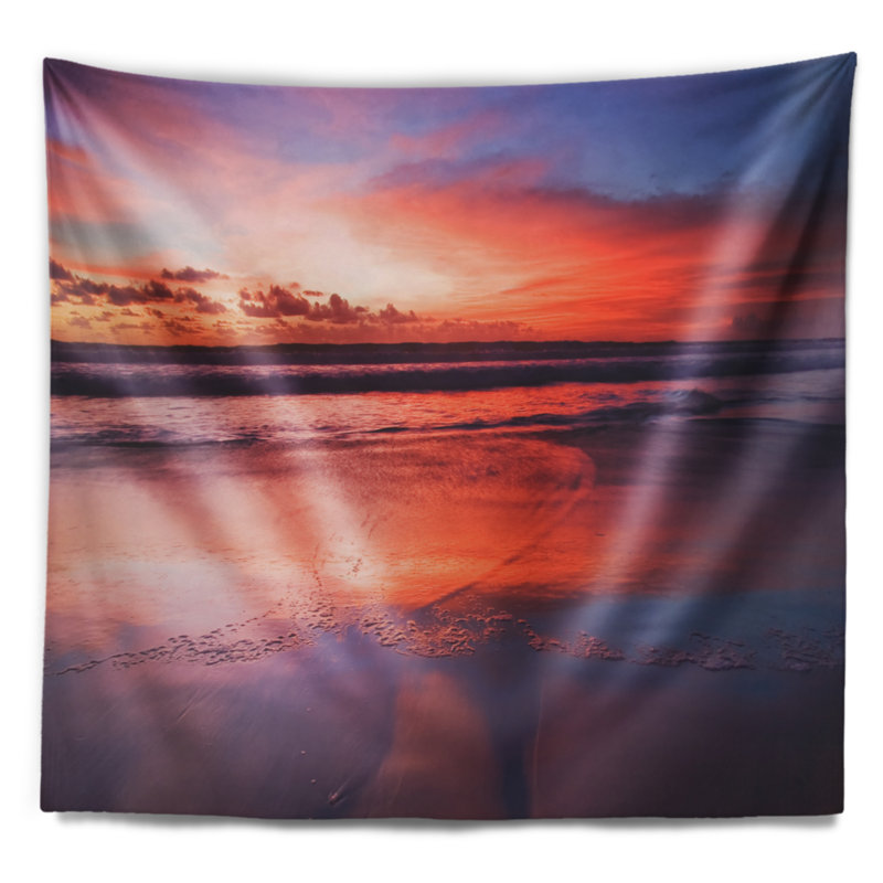 Tapisserie de plage tropicale colorée avec nuages, H 32 po x l 39 po
