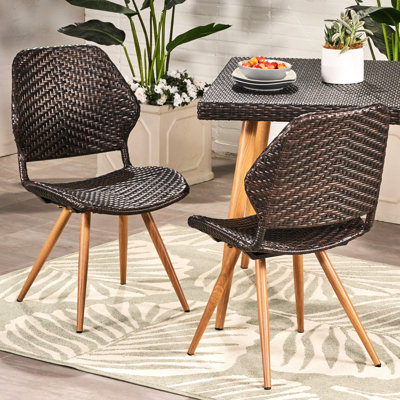 Chaises d'extérieur 2 pièces - Structure en fer et chaise de salle à manger multicolore 2 chaises avec pieds d'inspiration Mid-Century