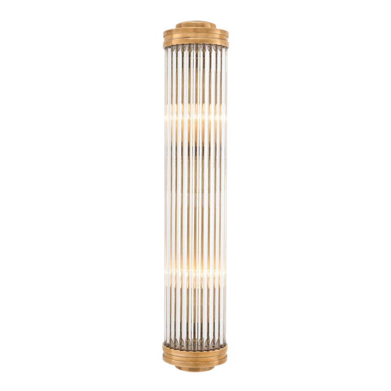 Gascogne Flush Mounted Sconce, Vintage Brass/Clear, 3 Lights