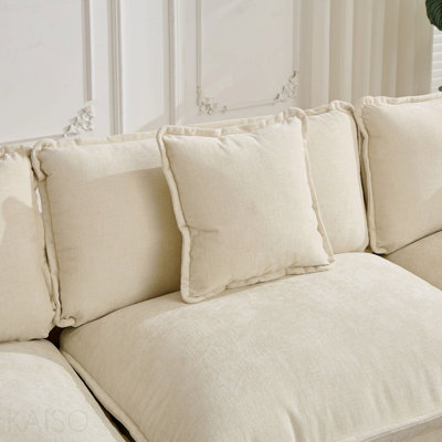 Canapé Cloud deux places (le coussin sur l'accoudoir n'est pas inclus), canapé modulaire moderne, pour appartement, coussin de siège rembourré à double couche confortable, tissu chenille respirant, beige