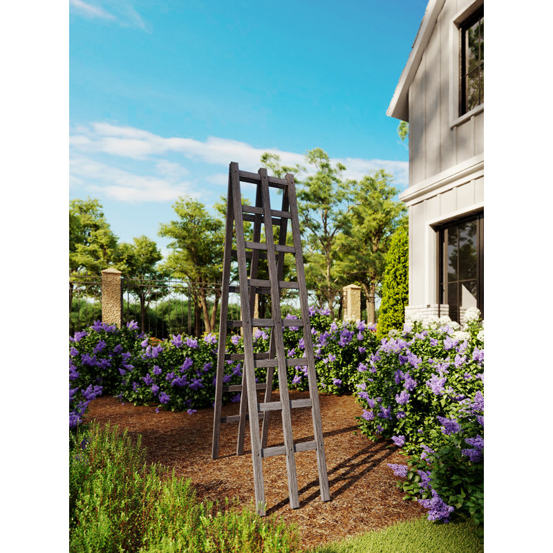 Classic 14" L X 68" H Vinyl A-frame Ladder Garden Trellis, Grey
