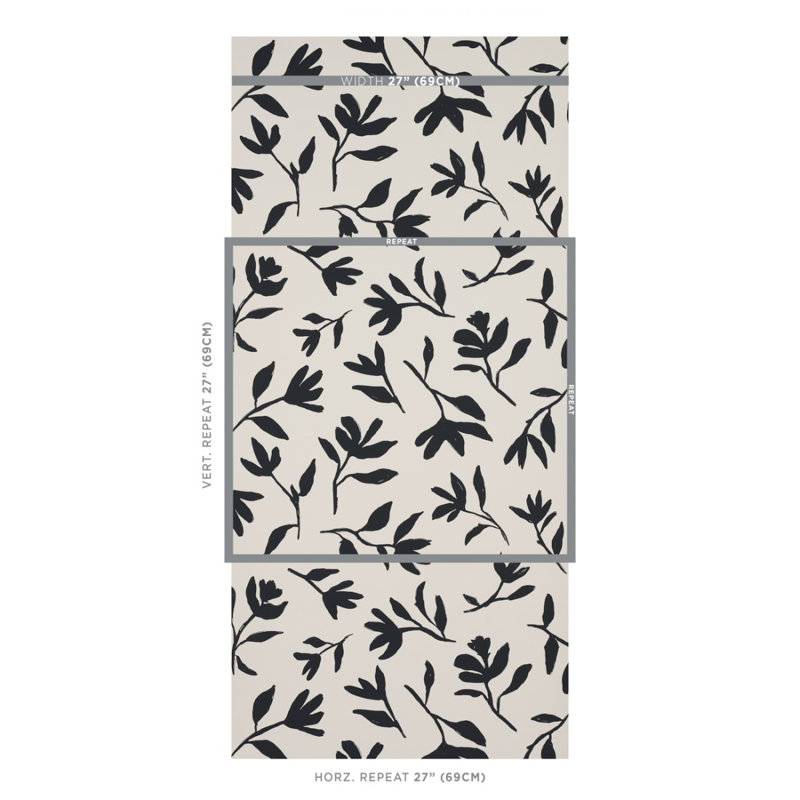 Papier peint Laurel, Noir
